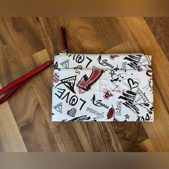 Guess Graphic White and Red Clutch - Picture 7 of 7